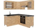 Vicco Cucina Angolare Completa Fame-Line, 190 X 60 Cm , Pl Antracite, Quercia Dorata/Quercia Dorata