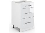 Vicco Mobiletto Base Per Cucina Fame-Line, 50 Cm Senza Piano Di Lavoro, Bianco Lucido/Bianco