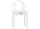 Syfax™ Tavolo Da Trucco E Sgabello Bianco 65X36X128 Cm Paulownia E Mdf