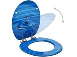 Vidaxl Sedile Per Wc Con Coperchio A Chiusura Morbida Mdf Design A Goccia D'acqua Blu