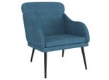 Vidaxl Poltrona Blu 63X76X80 Cm In Velluto