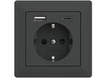 2USB Incharge Pro 55 Presa Con Contatto Di Protezione, Usb A/C, 55X55X32 Mm, Up, Antracite (107233)
