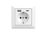 Presa 2USB Incharge Pro 55 Con Contatto Di Terra, Usb A/C, 55X55X32 Mm, Montaggio A Incasso, Bianco Puro Opaco (107232)