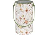 Secchio Decorativo Clayre & Eef Ø 19X27 Cm Fiori In Metallo Bianco