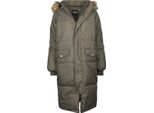 Urban Classics - Donna Cappotto Oversize In Pelliccia Sintetica Darkolive/Beige - Xl