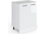 Vicco Mobiletto Base Cucina R-Line, 60 Cm Senza Piano Di Lavoro, Bianco Lucido/Bianco