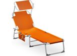 Casaria® Lettino Ibiza 190X59Cm Carico Max 150 Kg Pieghevole Sdraio Alluminio Prendisole Mare Giardino Con Tettuccio Trasportabile