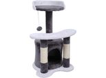 Tiragraffi Wiltec Alto 67 Cm In Grigio/Bianco, Tiragraffi Per Gatti Con Sisal, Albero Per Gatti Con Piattaforma, Grotta Per Gatti E Palla Da Gioco, Albero Da Arrampicata Per Gatti