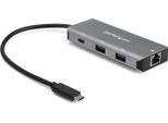 Startech.Com Hub USB-C A 3 Porte Con Gigabit Ethernet RJ45 Gbe - 2X USB-A, 1X Usb-Type C - Adattatore Superspeed 10Gbps Usb 3.2 Gen 2 Tipo C - Alimentato Tramite Usb - Alluminio - Funziona W/Tb3