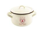 Orion Pentola Smaltata Pentola Smaltata Herz 16 Cm Con Coperchio Per Cucina A Gas A Induzione
