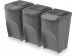Prosperplast Sortibox Cestino Per Rifiuti Sistema Di Separazione Dei Rifiuti Cestino Per Rifiuti 3X35L, Grigio