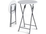 Casaria Tavolo Da Bar Alto Pieghevole Salvaspazio Bianco Ø 60 Cm Metallo & Legno Per Feste Eventi