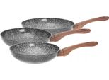 Kinghoff Set Di 3 Padelle 20Cm 24Cm 28Cm Granit Wood KH1030