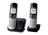 Panasonic KX-TG6862JTB Telefono Dect Cordless 2 Cornette Con Segreteria Nero Argento
