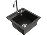 Mexen Vito Lavello In Granito 1-Vasca Con Rubinetto Da Cucina Telma, Nero/Oro Metallizzato - 6503-75-670200-00