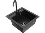 Mexen Vito Lavello In Granito A 1 Vasca Con Rubinetto Da Cucina Telma, Nero/Oro Metallizzato - 6503-75-670200-70-B