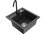 Mexen Vito Lavello In Granito 1-Vasca Con Miscelatore Cucina Telma, Nero Maculato - 6503-76-670200-70