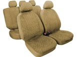Set Di Coperture In Microfibra Miki In Beige Con 3+3 Cerniere 5 Copripoggiatesta
