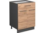 Vicco Mobiletto Base Per Cucina Fame-Line, 60 Cm Con Cassetto, Senza Piano Di Lavoro, Quercia Dorata/Antracite