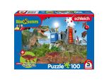 Schmidt Puzzle Schleich Dinosauro Da Destra 100 Pezzi + Schleich Figura