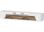 Dmora Mobile Porta Tv Asdrubale 43X260X46H Cm Marrone Lucido, Apertura Push Pull 4 Vani Italy