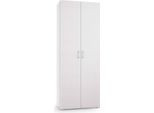 Dmora Armadio Multiuso 2 Ante Angy 37X195H Cm Bianco, 2 Ante 7 Vani Italy