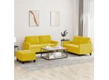 Bei Cloris Set Divano 3 Pezzi Con Cuscini In Velluto Giallo - Divani Classici New6891759 3Parcel