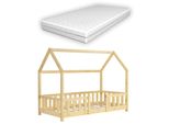 In And Outdoormatch Lettino Rylee - Con Protezione Anticaduta E Materasso - 70X140 - Legno - Per Ragazze - Per Ragazzi - Per Bambini
