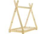 In And Outdoormatch Letto Per Bambini Elenor - Teepee - Con Rete A Doghe E Materasso - 70 X 140 Cm - Color Legno - Letto Per Bambini - Letto Per Bambine - Design Moderno