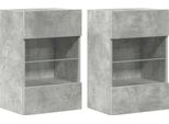 Pensili Tv Con Luci Led 2 Pz. Grigio Cemento 40X30X60,5 Cm