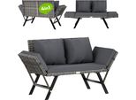 Casaria® Panca Da Giardino In Polyrattan Reclinabile Braccioli Regolabili Resistente Divano Da Esterno Terrazza Balcone