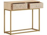 Vidaxl Tavolo Consolle 90X30X76 Cm In Legno Massiccio Di Mango E Ferro