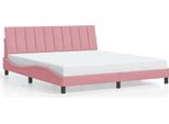 Vidaxl Struttura Letto Senza Materasso "Hanko"" Rosa 180X200 Cm In Velluto"
