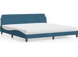 Vidaxl Letto Con Materasso "Dover"" Blu 200X200 Cm In Velluto"