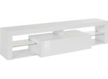 Dmora Mobile Porta Tv Ivy 40X160X35H Cm Bianco, Un'anta Italy
