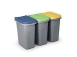 Casaria® 3X Cestino Per Rifiuti Cucina 25L Set Coperchi Colorati Tenuta Odori Bidone In Plastica 39X24Cm Raccolta Differenziata