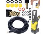 Rosfix Kit Guarnizioni Set + Tubo Flessibile Ad Alta Pressione Da 10 M Click Per Idropulitrici Ad Alta Pressione KäRcher K2 – K7 | 180 Bar, Nylon