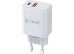 Muvit For Change Qc 3.0 18W + Pd 25W Usb-A E Usb-C Caricabatterie Da Parete Trasparente Taglia Unica