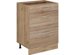 Vicco Mobiletto Base Per Cucina R-Line, 60 Cm Con Cassetti, Senza Piano Di Lavoro, Sonoma/Quercia Dorata