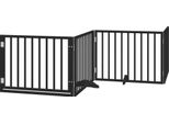 Vidaxl Cancelletto Per Cani 4 Pezzi Con Porta Pieghevole Nero 320 Cm In Legno Di Pioppo