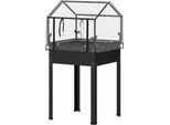 Letto Rialzato Con Copertura, Letto Rialzato Per Erbe Aromatiche Con Fori Di Drenaggio, Fioriera In Metallo, Letto Per Verdure Resistente Alle Intemperie, Letto Da Giardino, Letto Per Piante Da Giardino, Balcone, 60 X 60 X 120 Cm, Nero Aosom