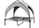 Letto Rialzato Per Cani Con Tettoia, Letto Per Animali, Letto Per Cani Da Esterno Con Tettoia, Traspirante, Per Cani Di Taglia Grande Grigio Chiaro Oxford 91 X 76 X 89 Cm