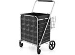 Carrello Spesa Pieghevole Su Ruote Con Borsa Oxford Rimovibile E 2 Cestini Argento