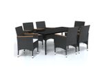Syfax™ Set Da Pranzo Da Giardino 7 Pz Con Cuscini Nero