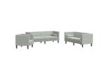 Syfax™ Set Divani Chesterfield 3Pz Con Cuscini Grigio Chiaro Velluto