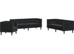 Syfax™ Set Divani Chesterfield 3Pz Con Cuscini Nero Velluto