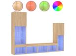 Syfax™ Mobili Tv A Muro Con Led 4Pz Rovere Sonoma Legno Multistrato