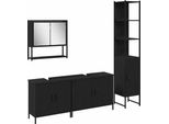 Vidaxl Set Di Mobili Da Bagno Con Ripiano 4 Pezzi In Legno Nero