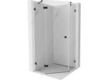 Mexen Lunar Cabina Doccia Pentagonale Con Porta A Battente Sinistra 90 X 90 Cm, Trasparente, Nera - 831-090L-090P-70-00-L
