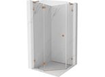Mexen Lunar L Cabina Doccia Pentagonale A Battente Sinistra 80 X 80 Cm, Trasparente, Rame Spazzolato - 831L-080L-080P-65-00-L